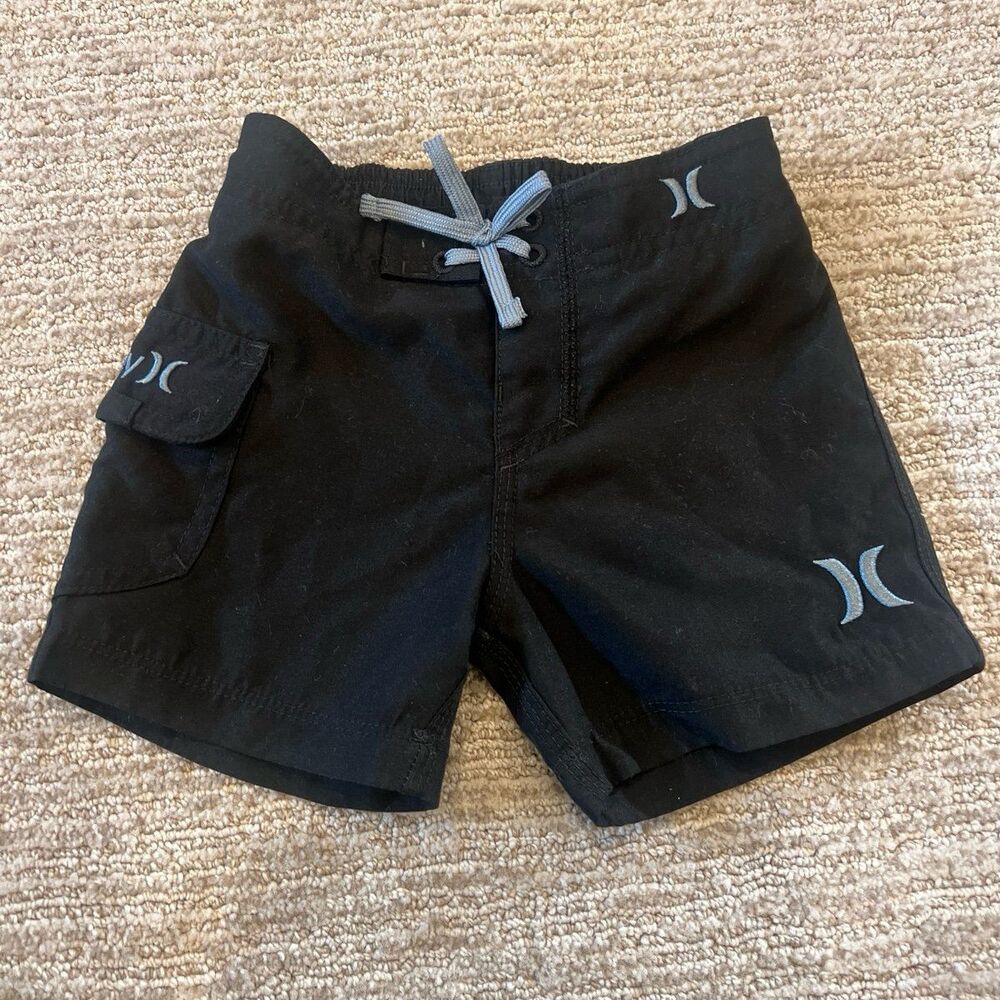 Hurley Toddler Boys Black Board Shorts | Size 12M | Swim Trunks